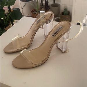 Clear strappy Steve Madden heeled sandal
